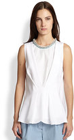 Thumbnail for your product : 3.1 Phillip Lim Silk Embellished Neck Sleeveless Blouse