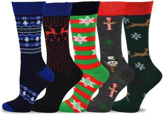 TeeHee Socks TeeHee Christmas and Holiday Fun Crew Socks 5 Pair Pack