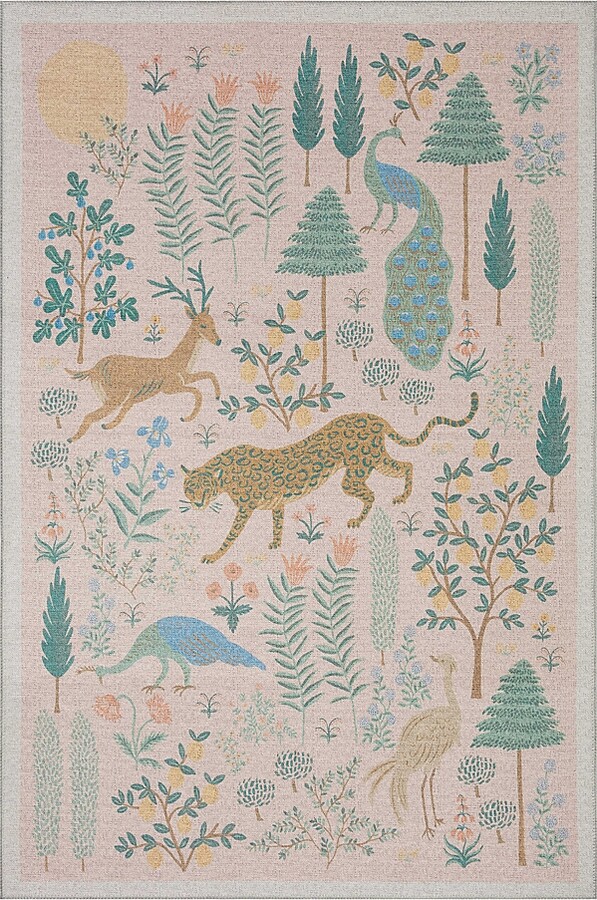 Rifle Paper Co. Menagerie Men-01 Area Rug, 5' x 7'6
