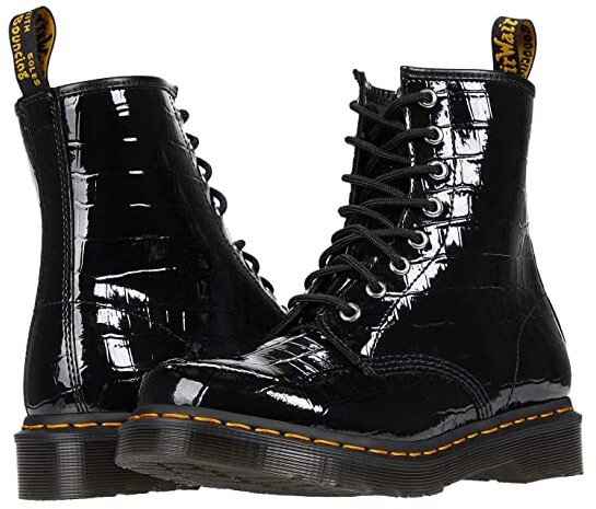 black patent dm boots