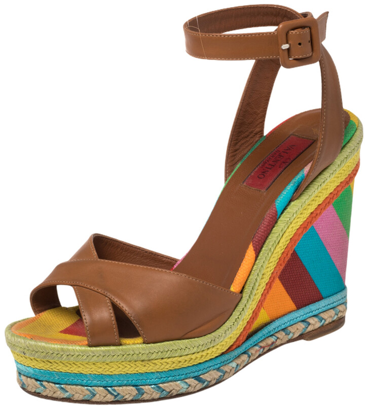 multi color wedge heels