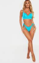 Thumbnail for your product : PrettyLittleThing Turquoise Mix & Match Long Line Cupped Bikini Top
