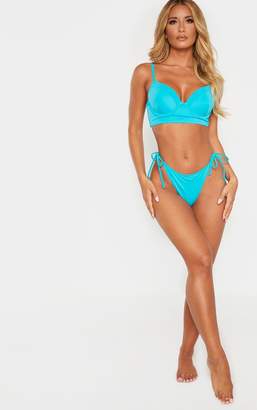 PrettyLittleThing Turquoise Mix & Match Long Line Cupped Bikini Top