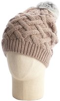 Thumbnail for your product : Vince Camuto driftwood cable knit rabbit fur pom pom slouchy beanie