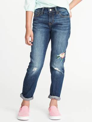 Old Navy Embroidered-Flower Boyfriend Skinny Jeans for Girls