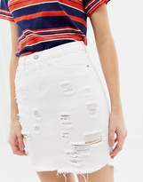 Thumbnail for your product : Glamorous distressed denim skirt
