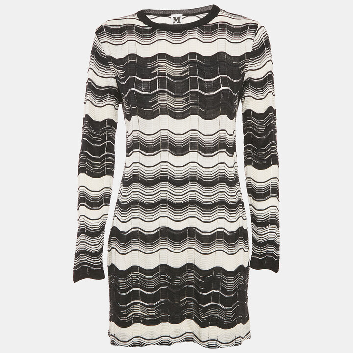 M Missoni Monochrome Pattered Knit Mini Dress M