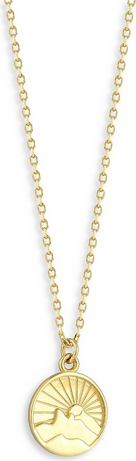Moon Meadow 14K Yellow Gold Scenic View Pendant Necklace, 16