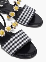 Thumbnail for your product : Fabrizio Viti Bea Floral-applique Gingham And Leather Sandals - Black White