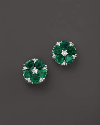 Bloomingdale's Emerald and Diamond Flower Stud Earrings in 14K White Gold - 100% Exclusive
