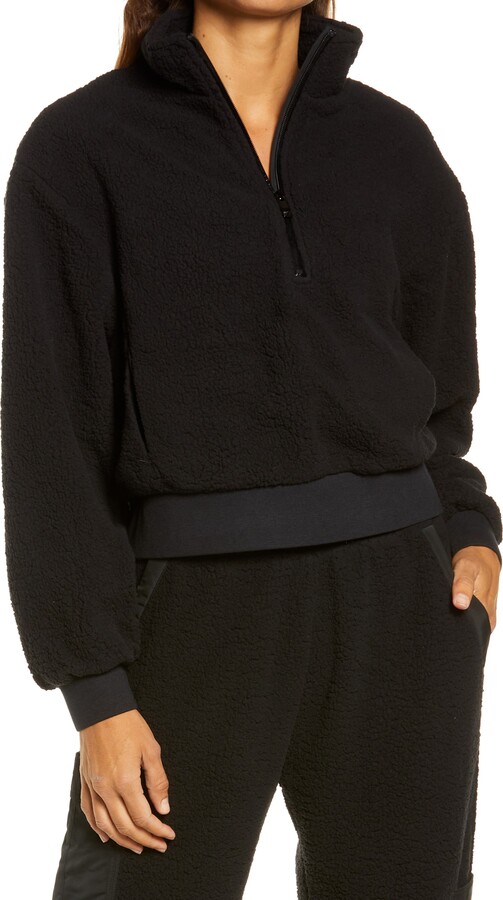 black fleece hooded jacket