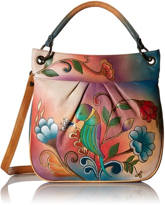 Anuschka Anna by Genuine Leather Convertible Tote | Hand-Painted Original Artwork | Portuguese Parrot