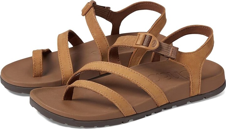 Chaco Lowdown Leather Strappy Women's Sandals Bone Brown 1 : 9 B - Medium, Leather/Rubber