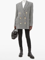 Thumbnail for your product : Balmain Double-breasted Houndstooth Wool-blend Jacket - Black White