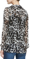 Thumbnail for your product : Diane von Furstenberg Harlow Tab-Sleeve Snow Leopard-Print Blouse