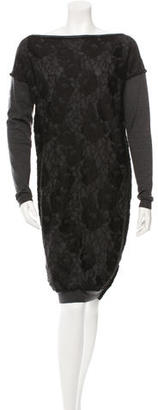 Lanvin Lace-Accented Wool Dress