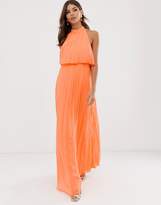 Thumbnail for your product : ASOS Design DESIGN halter tie neck maxi dress in pleat