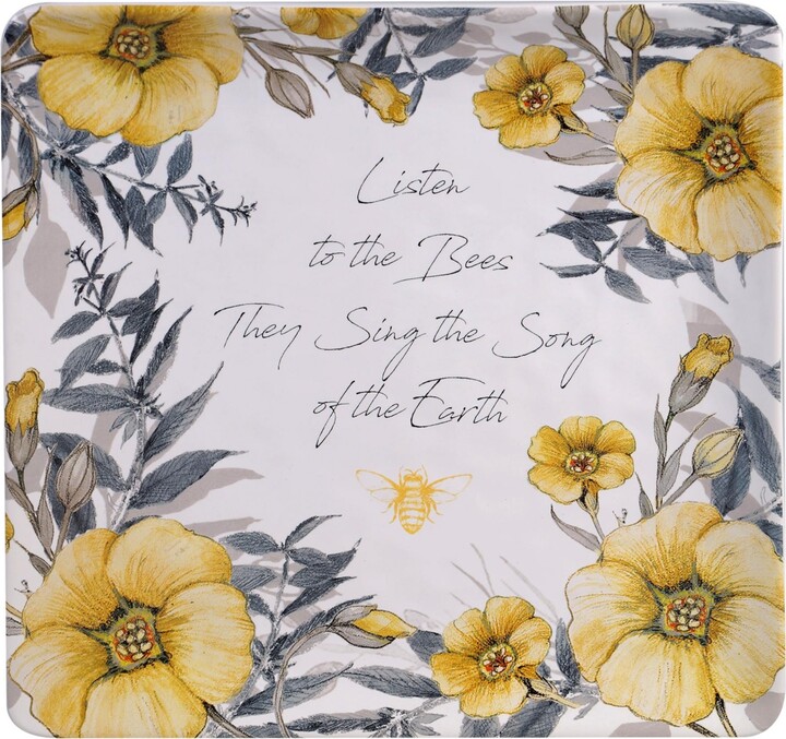 Certified International Bee Sweet Square Platter - White/yellow/black