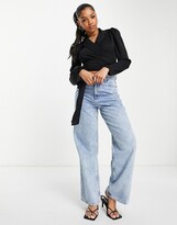 Thumbnail for your product : Lola May wrap around shirt with tie back in black