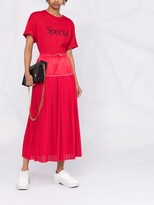 Thumbnail for your product : Liu Jo Pleated Drawstring Mesh Midi Skirt