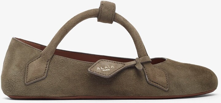 Teckel brown grey suede ballet flats