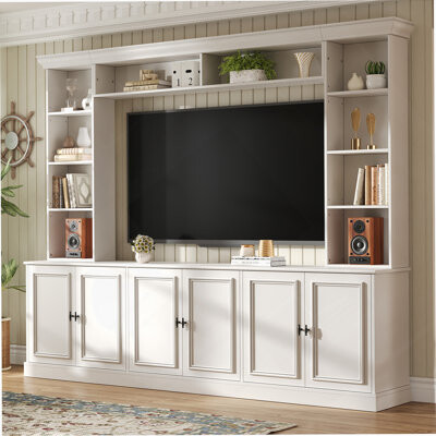 Red Barrel Studio 4-Piece Wall Unit Entertainment Center With Bookshelf For Tvs Up To 70\
