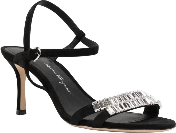 Ferragamo Women's Crystal-Embellished Sandals In Black