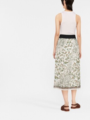 Liu Jo Pleated Mix-Print Skirt