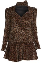 Thumbnail for your product : ATTICO Leopard Velvet Mini A-Line Dress