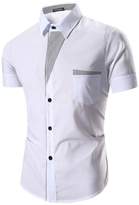Thumbnail for your product : SUPPION Men's Short Sleeve Soild Casual Formal Slim Fit Dress Shirt (M, )