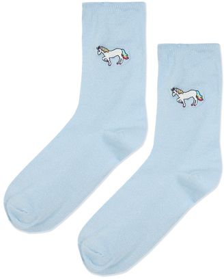 Blue glitter unicorn socks