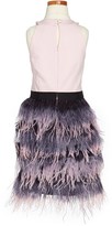 Thumbnail for your product : Milly Minis 'Blaire' Ostrich Feather Dress (Toddler Girls, Little Girls & Big Girls)