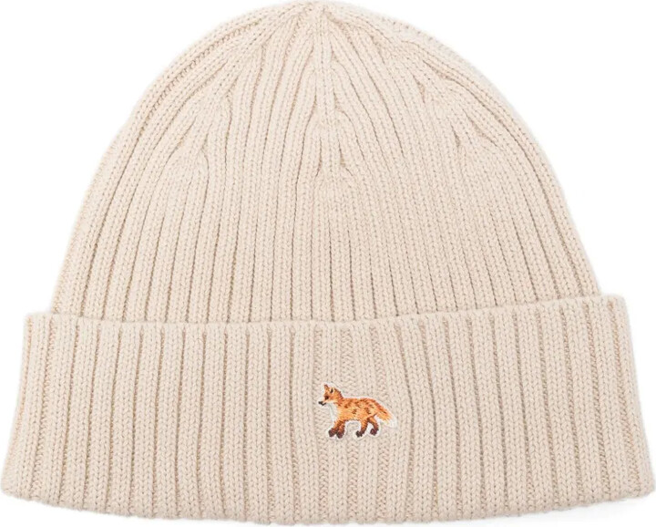MAISON KITSUNÉ Ribbed Embroidered Beanie