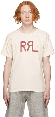 Ralph Lauren RRL Off-White & Red Cracked Logo T-Shirt