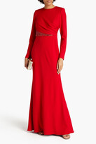 Thumbnail for your product : Badgley Mischka Embellished gathered stretch-crepe gown