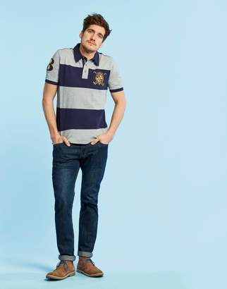 Joules Clothing Grey Multi Stripe Lawton Mens Striped Embellished Polo