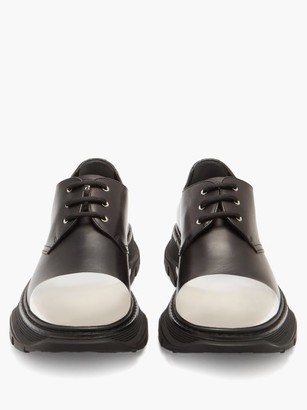Alexander McQueen Tread Metal Toe-cap Leather Derby Shoes - Black Silver