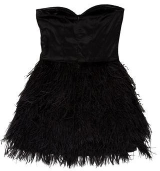 Blaque Label Strapless Feather-Accented Dress