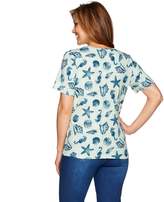 Thumbnail for your product : Denim & Co. Seashell Printed Short Sleeve Scoop Neck Top
