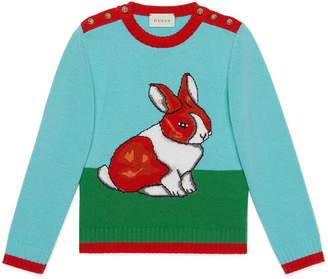 Gucci Children's wool sweater with rabbit intarsia
