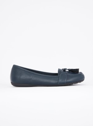 Evans WIDE FIT Navy Blue Tassel Soft Loafers