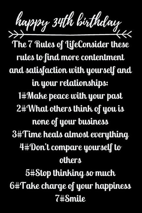 happy34th birthday The 7 Rules of Life (Paperback)