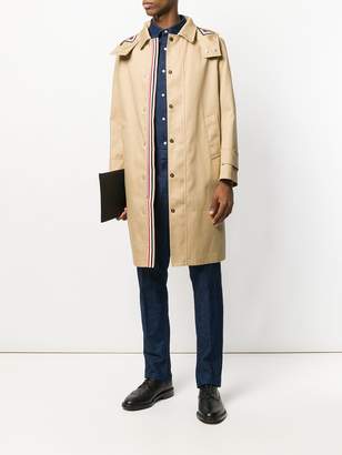 Thom Browne Detachable Hood Snap Front Parka (38") In Mackintosh