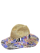 Thumbnail for your product : Etro Printed Cotton Drill & Straw Hat
