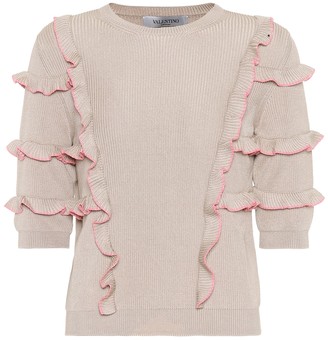 Valentino ruffle-trimmed cotton sweater
