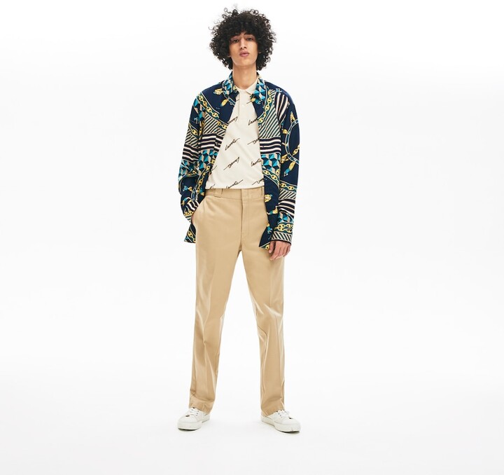 mens pleated cotton chinos