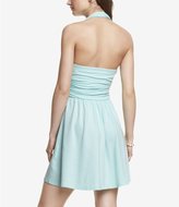 Thumbnail for your product : Express Light Blue Ruched Jersey Halter Dress