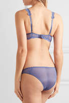 Thumbnail for your product : Stella McCartney Daisy Twirling Stretch-silk And Lace Plunge Bra - Blue