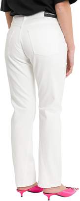 Balenciaga Twisted Leg Jeans In Stonewashed White Denim
