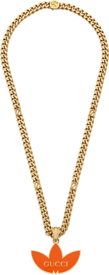 Gucci adidas x gourmette necklace with enamel Trefoil pendant